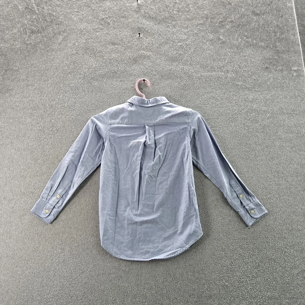 Ralph Lauren Boys Button‎ Up Shirt 7 Blue Chambray Embroidered Long Sleeve Logo